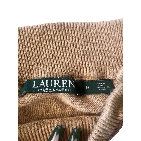 Lauren Ralph Lauren Petite Mock Neck Buckle Pullover Sweater Women Medium Gold - Picture 3 of 5